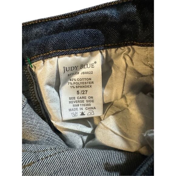 JUDY BLUE LOS ANGELES Women’s Medium Wash Distressed Cuffed Skinny Jeans Size 5 - Picture 4 of 5